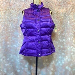 INC purple iridescent puffer vest